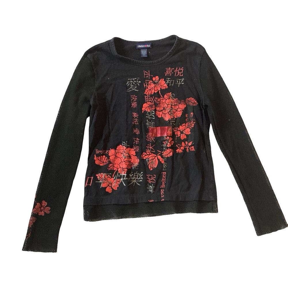 Limited Too Fishnet Sleeves Top